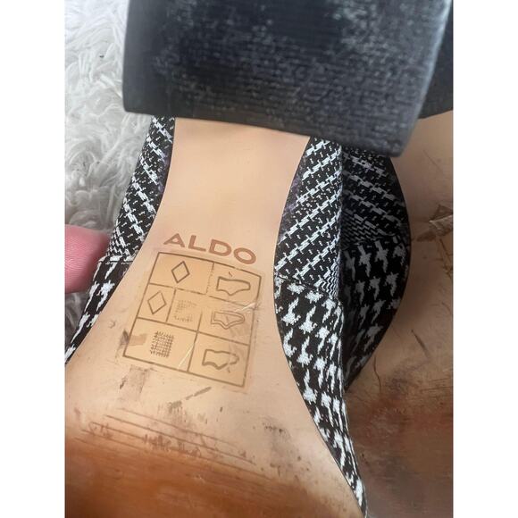 Aldo Boots Womens Size 6M Houndstooth Plaid Block Heel Zip - Picture 12 of 14